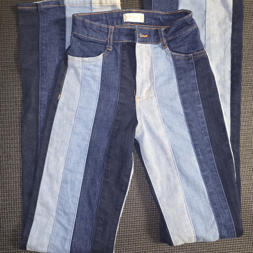 Altar'd State Multicolor Striped Flare Jeans